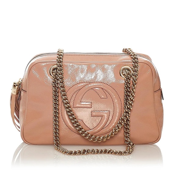 Gucci SoHo Small Tan Patent Leather Top Zip Chain Strap Tassel Shoulder Bag - Picture 17 of 17